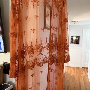 Haute Monde Terracotta Embroidered Kimono
